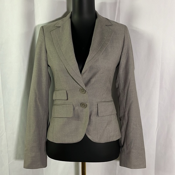 BCBGeneration Gray Classic Button Front Wool Blend Blazer - Picture 1 of 16